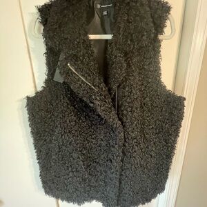 INC International Concepts Black Faux-Shearling Vest